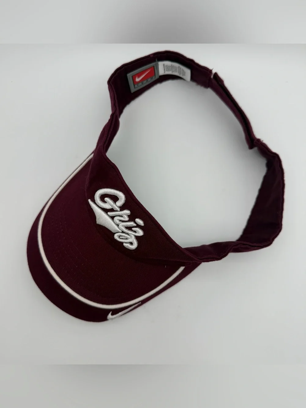 Nike Maroon and Gray Visor with White Logos